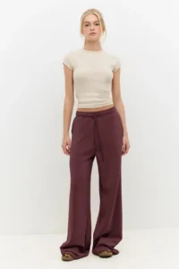 No Matter What Women's Wide Leg Sweatpants Elastic Waist Lace Up Modal Blend
