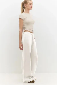 No Matter What Women's Wide Leg Sweatpants Elastic Waist Lace Up Modal Blend - Image 5