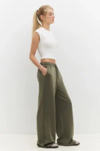 No Matter What Women's Wide Leg Sweatpants Elastic Waist Lace Up Modal Blend - Image 4