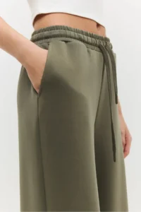 No Matter What Women's Wide Leg Sweatpants Elastic Waist Lace Up Modal Blend - Image 6