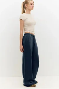 No Matter What Women's Wide Leg Sweatpants Elastic Waist Lace Up Modal Blend - Image 2