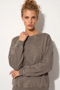 No Matter What Women's Oversize Sweatshirt Faded Effect Washed Crew Neck 100% Cotton - Image 5
