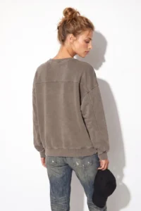No Matter What Women's Oversize Sweatshirt Faded Effect Washed Crew Neck 100% Cotton - Image 6