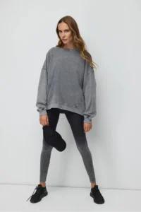 No Matter What Women's Oversize Sweatshirt Faded Effect Washed Crew Neck 100% Cotton