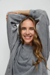 No Matter What Women's Oversize Sweatshirt Faded Effect Washed Crew Neck 100% Cotton - Image 5