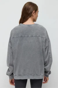 No Matter What Women's Oversize Sweatshirt Faded Effect Washed Crew Neck 100% Cotton - Image 6