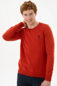 US Polo Assn. Men Brick Red Crew Neck Sweater - Image 3