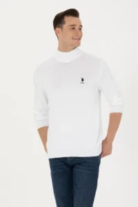 US Polo Assn. Men WHITE Turtleneck Sweater - Image 3