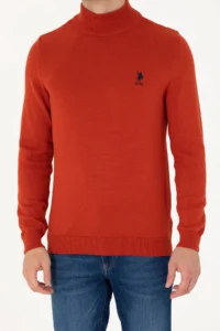 US Polo Assn. Men Brick Red Turtleneck Sweater - Image 6