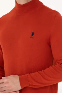 US Polo Assn. Men Brick Red Turtleneck Sweater - Image 7