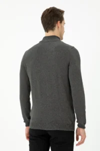 US Polo Assn. Men Anthracite Melange Turtleneck Sweater - Image 5