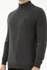 US Polo Assn. Men Anthracite Melange Turtleneck Sweater - Image 6