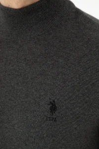 US Polo Assn. Men Anthracite Melange Turtleneck Sweater - Image 7