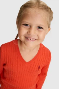 US Polo Assn. Girls' Orange Basic Sweater - Image 2