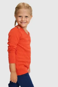 US Polo Assn. Girls' Orange Basic Sweater - Image 3