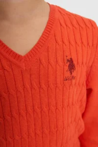 US Polo Assn. Girls' Orange Basic Sweater - Image 6