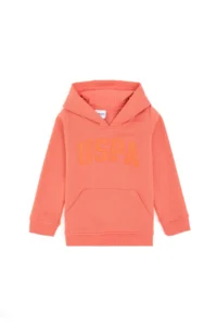 US Polo Assn. Girls' Pomegranate Blossom Hooded Basic Sweatshirt