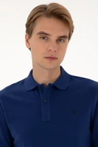 US Polo Assn. Men Regular Fit Polo Shirt Collar Indigo Basic Sweatshirt - Image 2