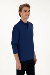 US Polo Assn. Men Regular Fit Polo Shirt Collar Indigo Basic Sweatshirt - Image 3