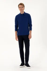 US Polo Assn. Men Regular Fit Polo Shirt Collar Indigo Basic Sweatshirt - Image 4