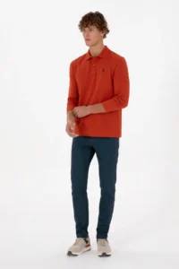 US Polo Assn. Men Regular Fit Polo Shirt Collar Brick Red Basic Sweatshirt - Image 4