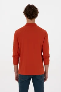 US Polo Assn. Men Regular Fit Polo Shirt Collar Brick Red Basic Sweatshirt - Image 5