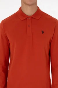 US Polo Assn. Men Regular Fit Polo Shirt Collar Brick Red Basic Sweatshirt - Image 6