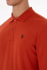 US Polo Assn. Men Regular Fit Polo Shirt Collar Brick Red Basic Sweatshirt - Image 7