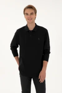 US Polo Assn. Men Regular Fit Polo Shirt Collar Black Basic Sweatshirt