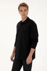 US Polo Assn. Men Regular Fit Polo Shirt Collar Black Basic Sweatshirt - Image 3