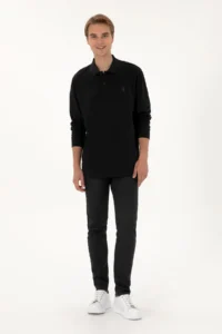 US Polo Assn. Men Regular Fit Polo Shirt Collar Black Basic Sweatshirt - Image 4
