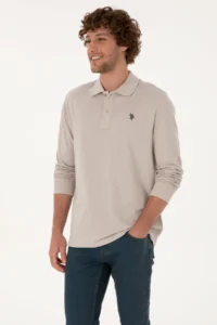 US Polo Assn. Men Regular Fit Polo Shirt Collar Stone Basic Sweatshirt - Image 3