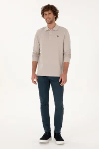 US Polo Assn. Men Regular Fit Polo Shirt Collar Stone Basic Sweatshirt - Image 4