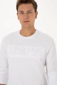 US Polo Assn. Men Regular Fit Crew Neck WHITE Basic Sweatshirt - Image 2