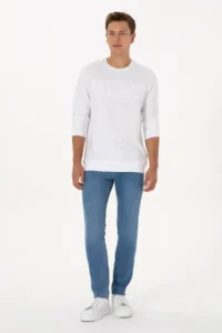 US Polo Assn. Men Regular Fit Crew Neck WHITE Basic Sweatshirt - Image 4