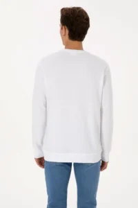 US Polo Assn. Men Regular Fit Crew Neck WHITE Basic Sweatshirt - Image 5