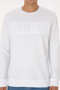 US Polo Assn. Men Regular Fit Crew Neck WHITE Basic Sweatshirt - Image 6