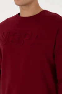 US Polo Assn. Men Regular Fit Crew Neck Burgundy Basic Sweatshirt - Image 7