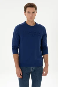 US Polo Assn. Men Regular Fit Crew Neck Indigo Basic Sweatshirt - Image 3