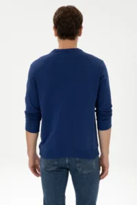 US Polo Assn. Men Regular Fit Crew Neck Indigo Basic Sweatshirt - Image 5