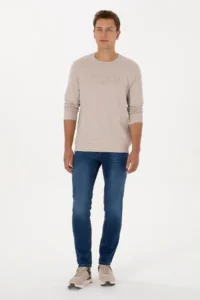 US Polo Assn. Men Regular Fit Crew Neck Stone Basic Sweatshirt - Image 4