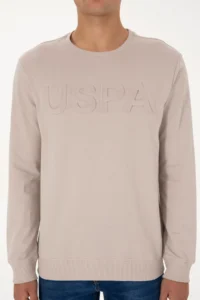 US Polo Assn. Men Regular Fit Crew Neck Stone Basic Sweatshirt - Image 6