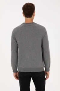 US Polo Assn. Men Regular Fit Crew Neck Anthracite Melange Basic Sweatshirt - Image 5