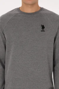 US Polo Assn. Men Regular Fit Crew Neck Anthracite Melange Basic Sweatshirt - Image 6