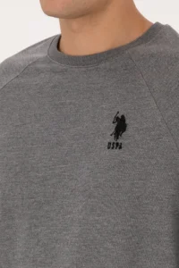 US Polo Assn. Men Regular Fit Crew Neck Anthracite Melange Basic Sweatshirt - Image 7