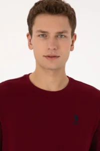 US Polo Assn. Men Regular Fit Crew Neck Burgundy Sweatshirt - Image 2