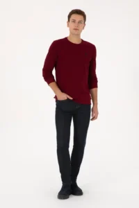US Polo Assn. Men Regular Fit Crew Neck Burgundy Sweatshirt - Image 4