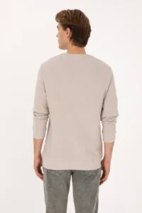 US Polo Assn. Men Regular Fit Crew Neck Stone Sweatshirt - Image 5