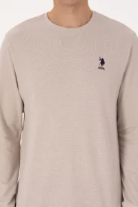 US Polo Assn. Men Regular Fit Crew Neck Stone Sweatshirt - Image 6