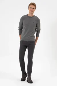 US Polo Assn. Men slim Fit Crew Neck Gray Melange Basic Sweater - Image 4